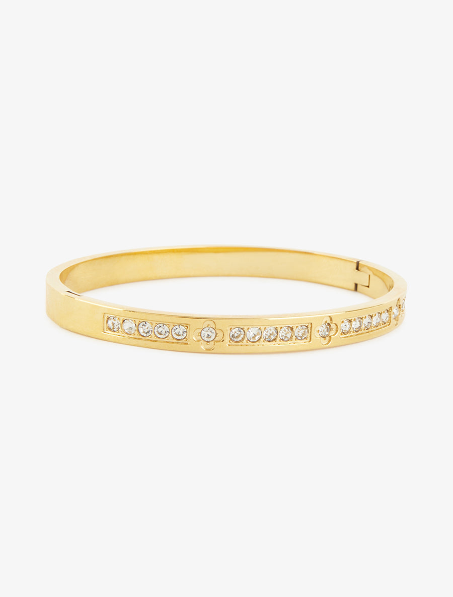Bracelet jonc orné de zircons blancs - Or - 2