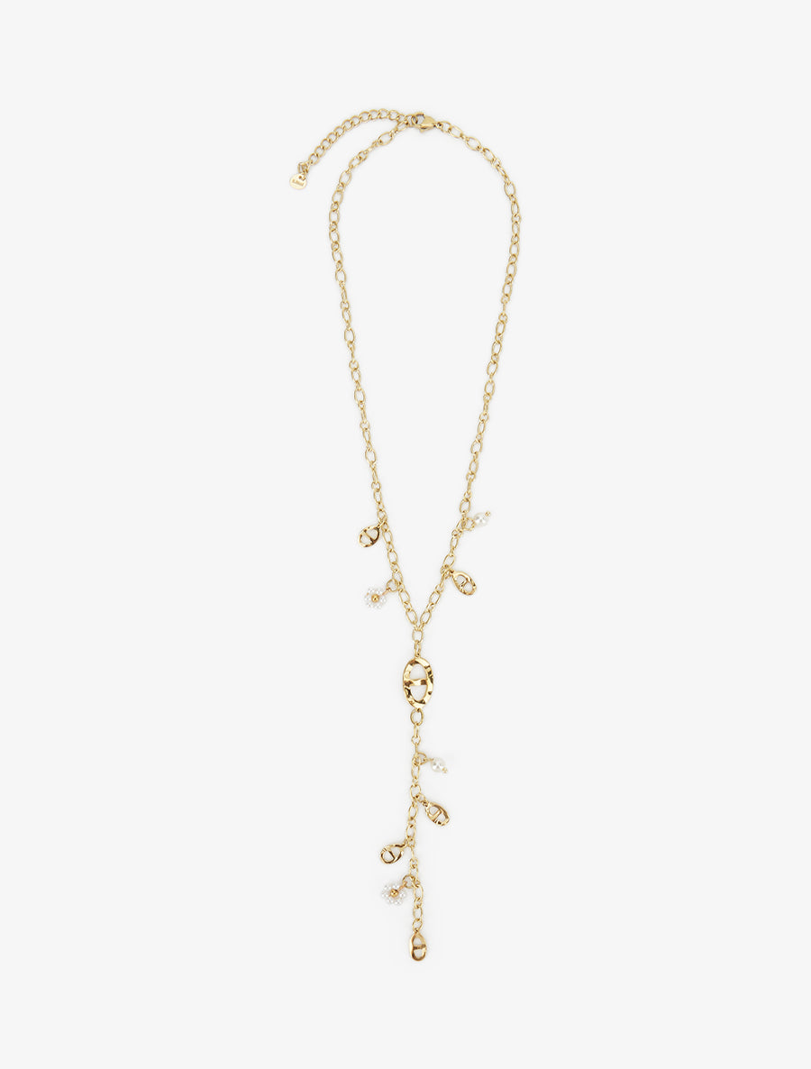 Collier à fleurs et breloques ovales - Or - 2