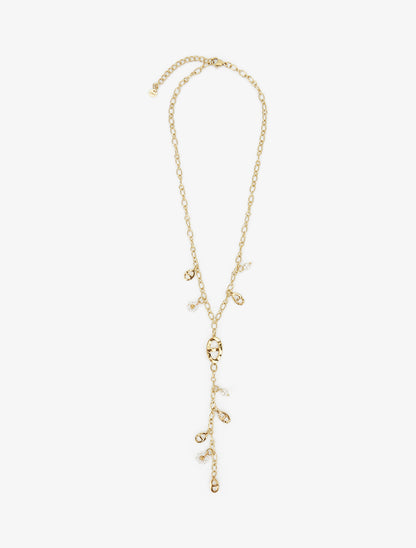 Collier à fleurs et breloques ovales - Or - 2