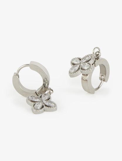 Mini-créoles à charm trèfle - Argent - 3