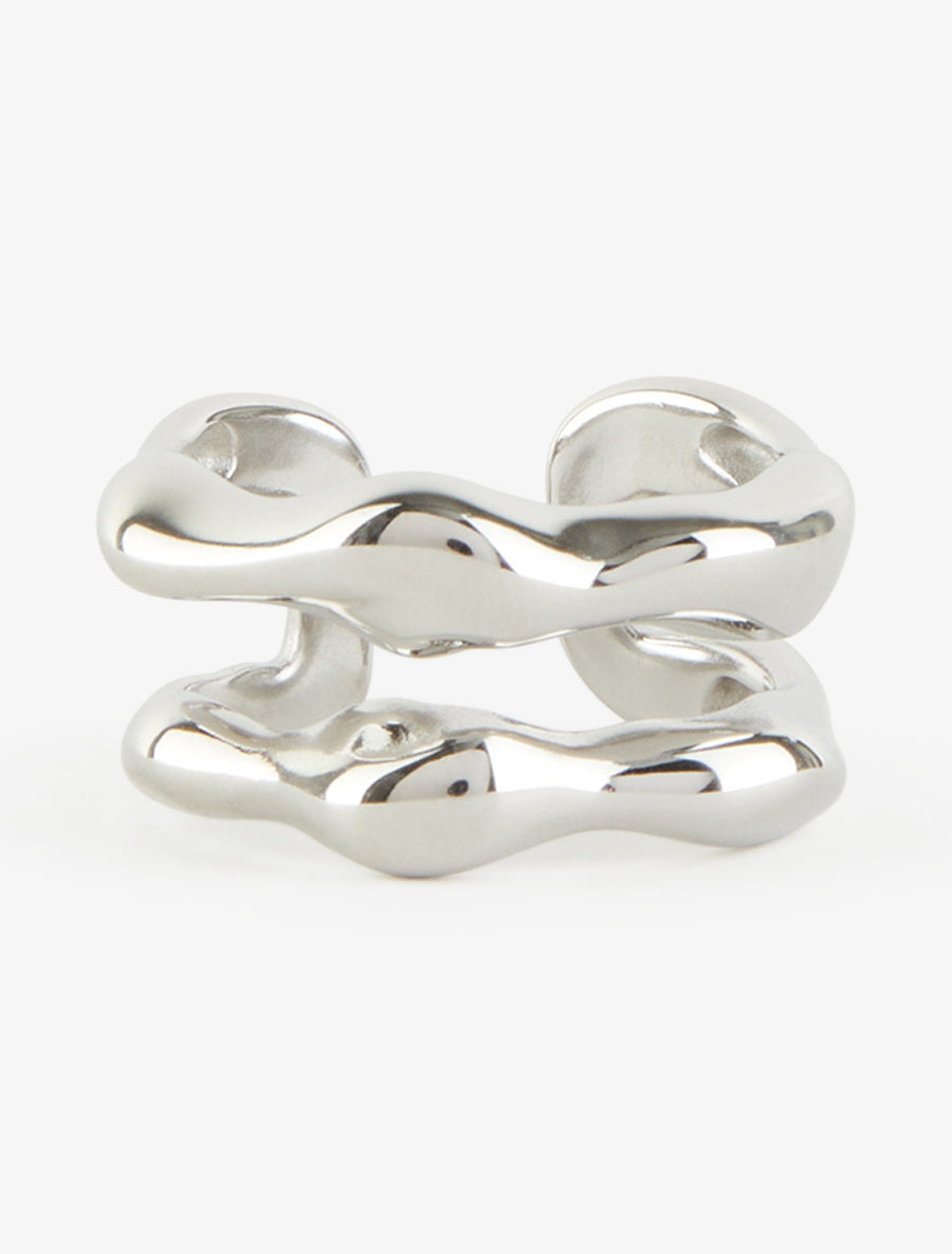 Bague ouverte effet martelé - Argent - 3