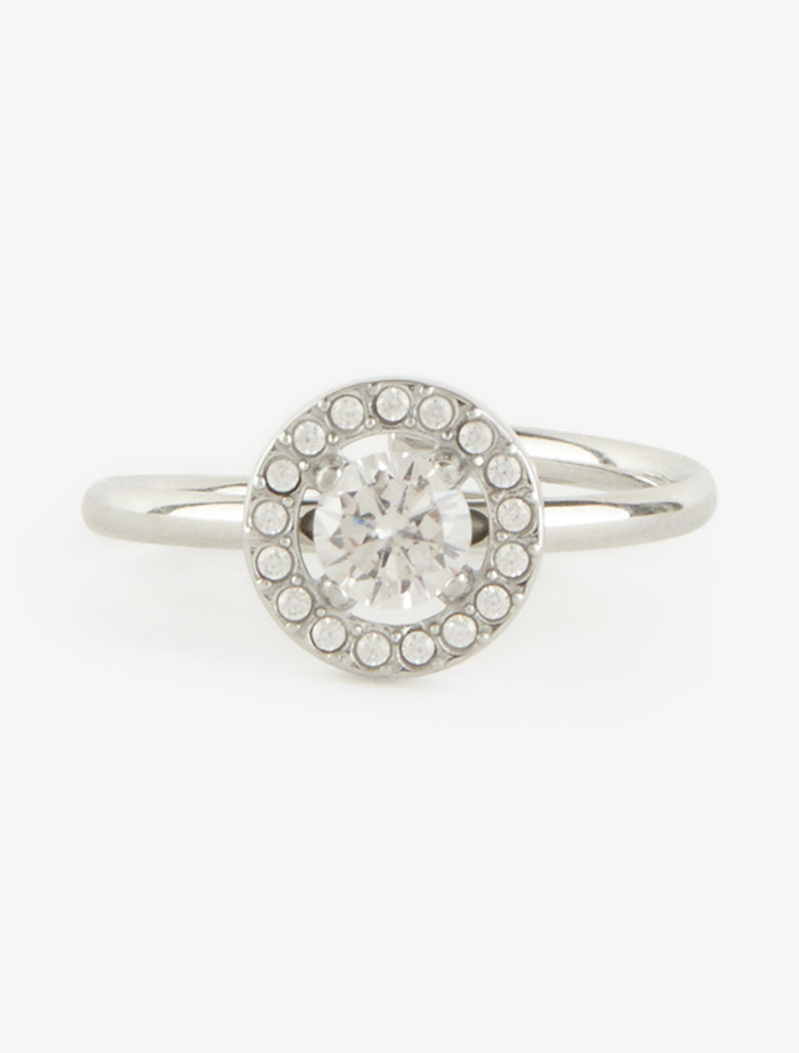 Bague style solitaire rond en zircon - Argent - 3