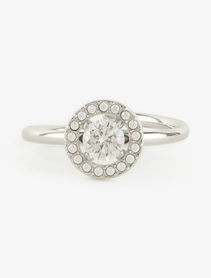 Bague style solitaire rond en zircon - Argent - 3