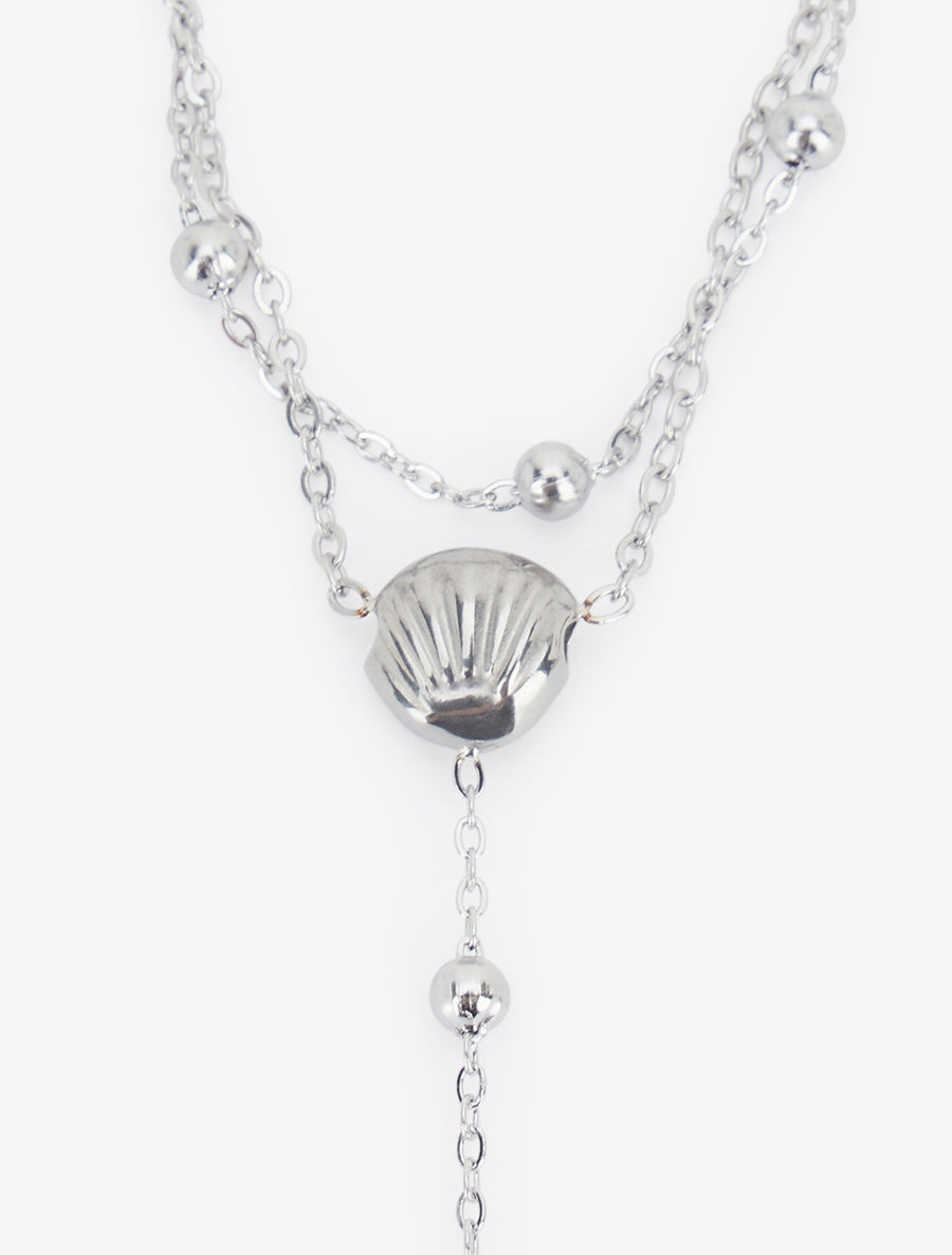 Chaîne de main coquillage et zircon blanc - Argent - 3