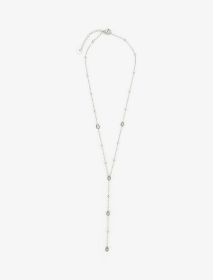 Collier en Y à bille et zircons - Argent - 2