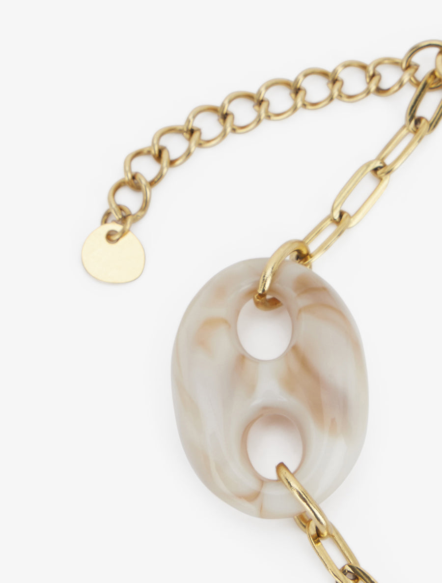Bracelet maillon marin et graines de café - Or - 3