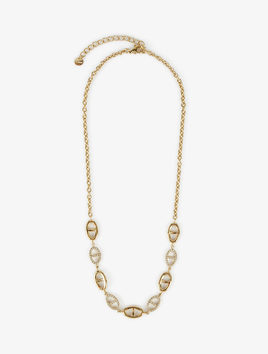 Collier chaîne à maillons marins à strass - Or - 2