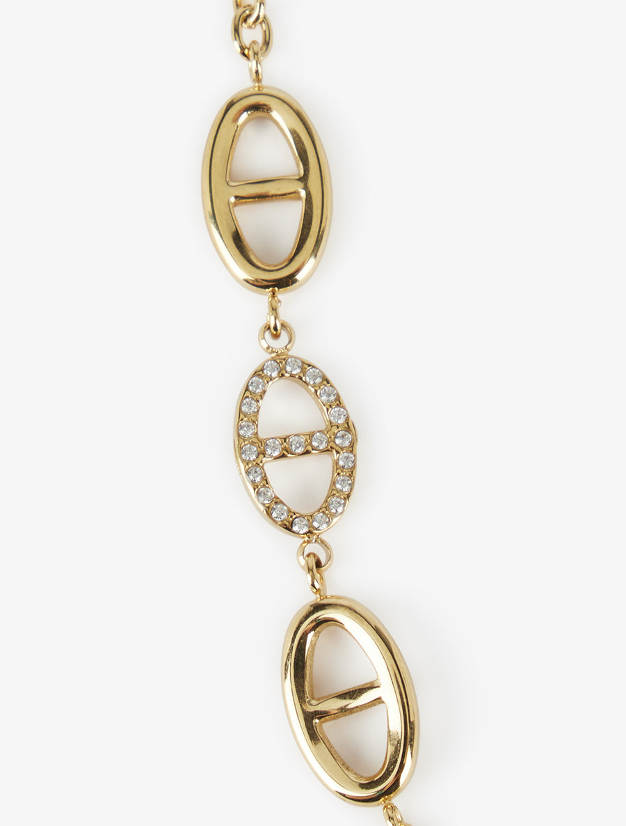 Collier chaîne à maillons marins à strass - Or - 3