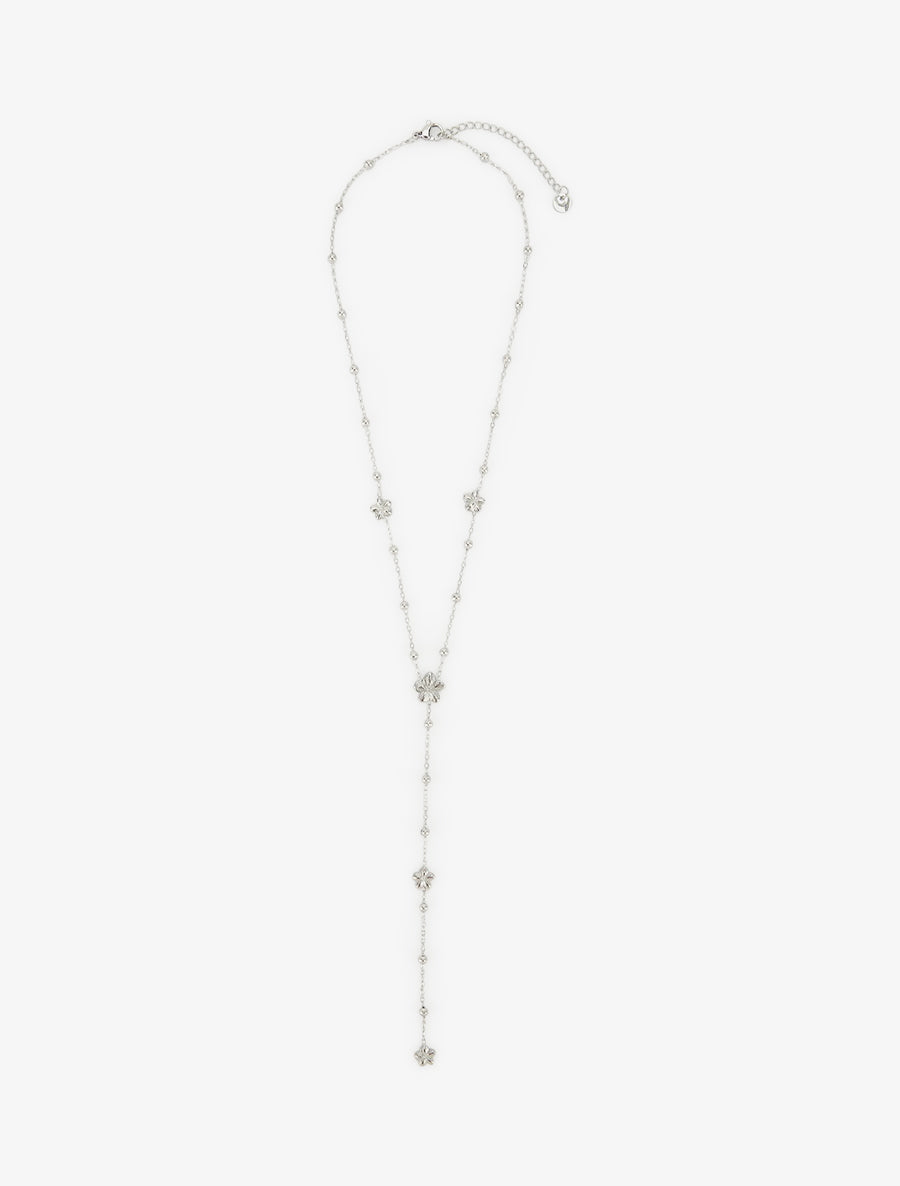 Collier en Y à bille et fleurs - Argent - 2