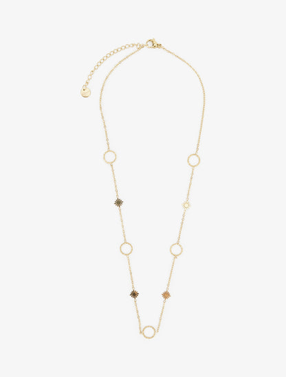 Collier en à cercles et petites fleurs - Or - 2