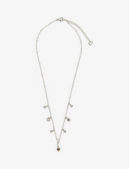 Collier fin à étoiles et strass - Argent - 2