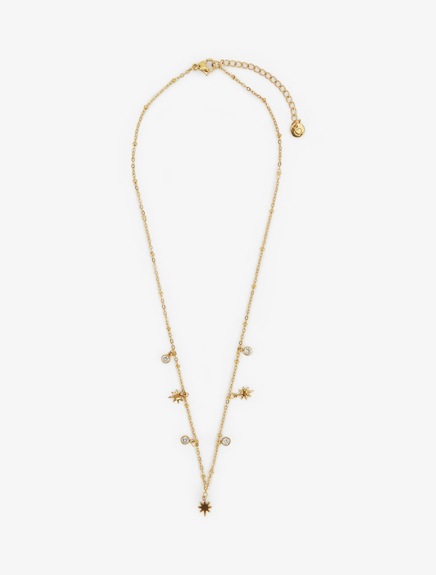 Collier fin à étoiles et strass - Or - 2