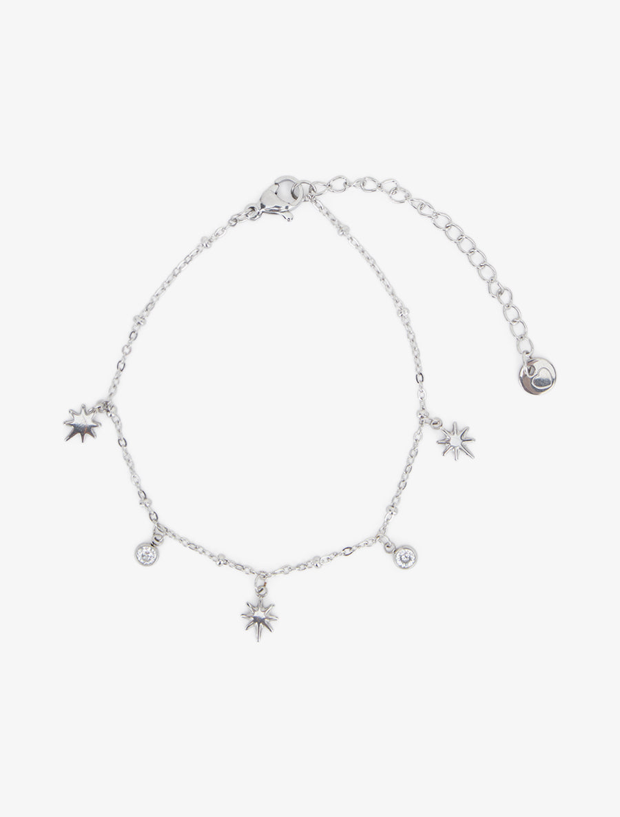 Bracelet fin étoiles et zircons - Argent - 2