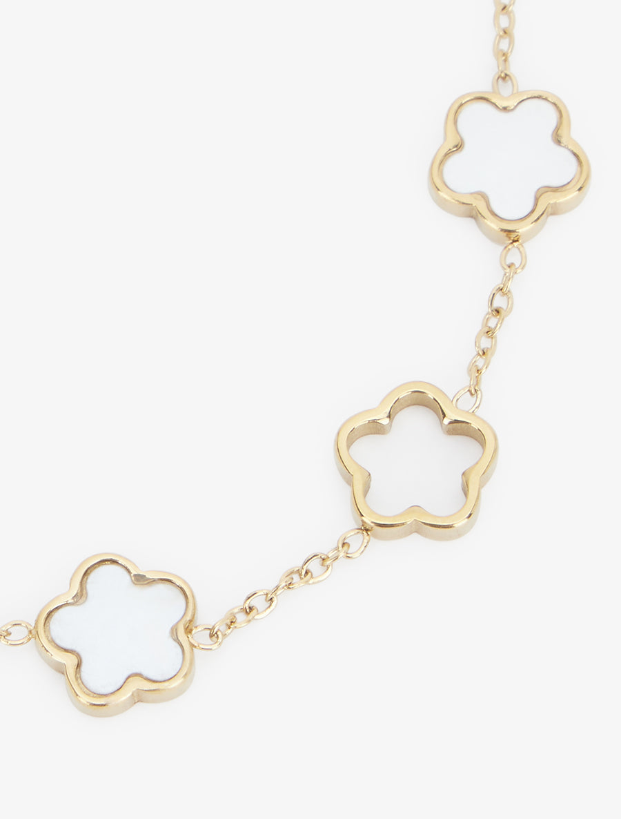 Bracelet fleurs ajourées et nacrées - Or - 3