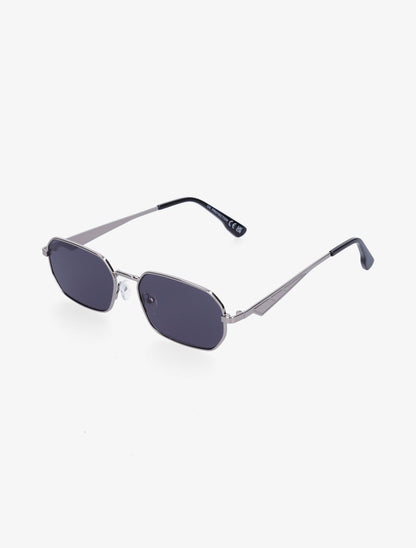 Lunettes de soleil rectangulaires à branches métalliques - Noir/argent - 1