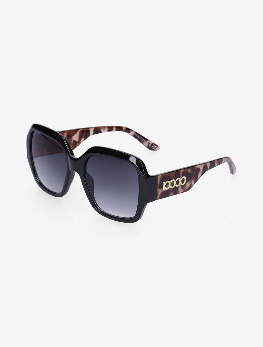 Lunettes de soleil carrées oversize - Noir/léopard - 1