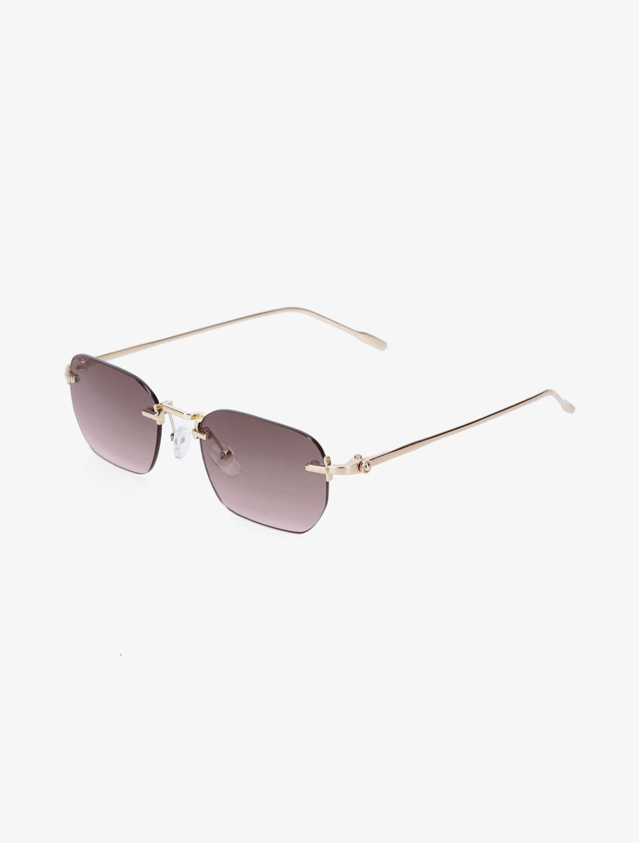 Lunettes de soleil rectangulaires sans monture - Marron clair - 1