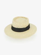 Chapeau de paille à ruban - Beige - 1
