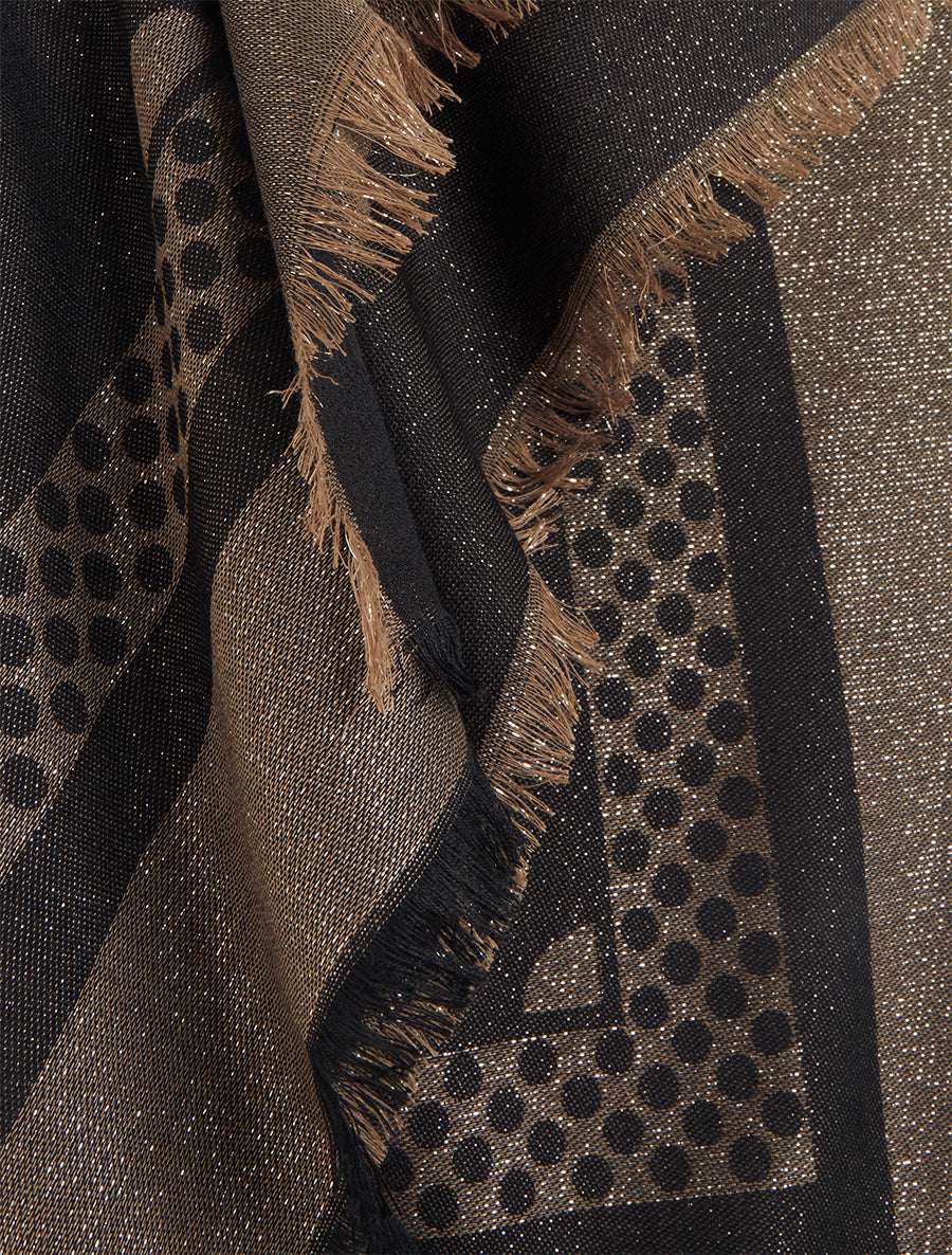 Echarpe carrée irisée à motif pois - Noir - 3