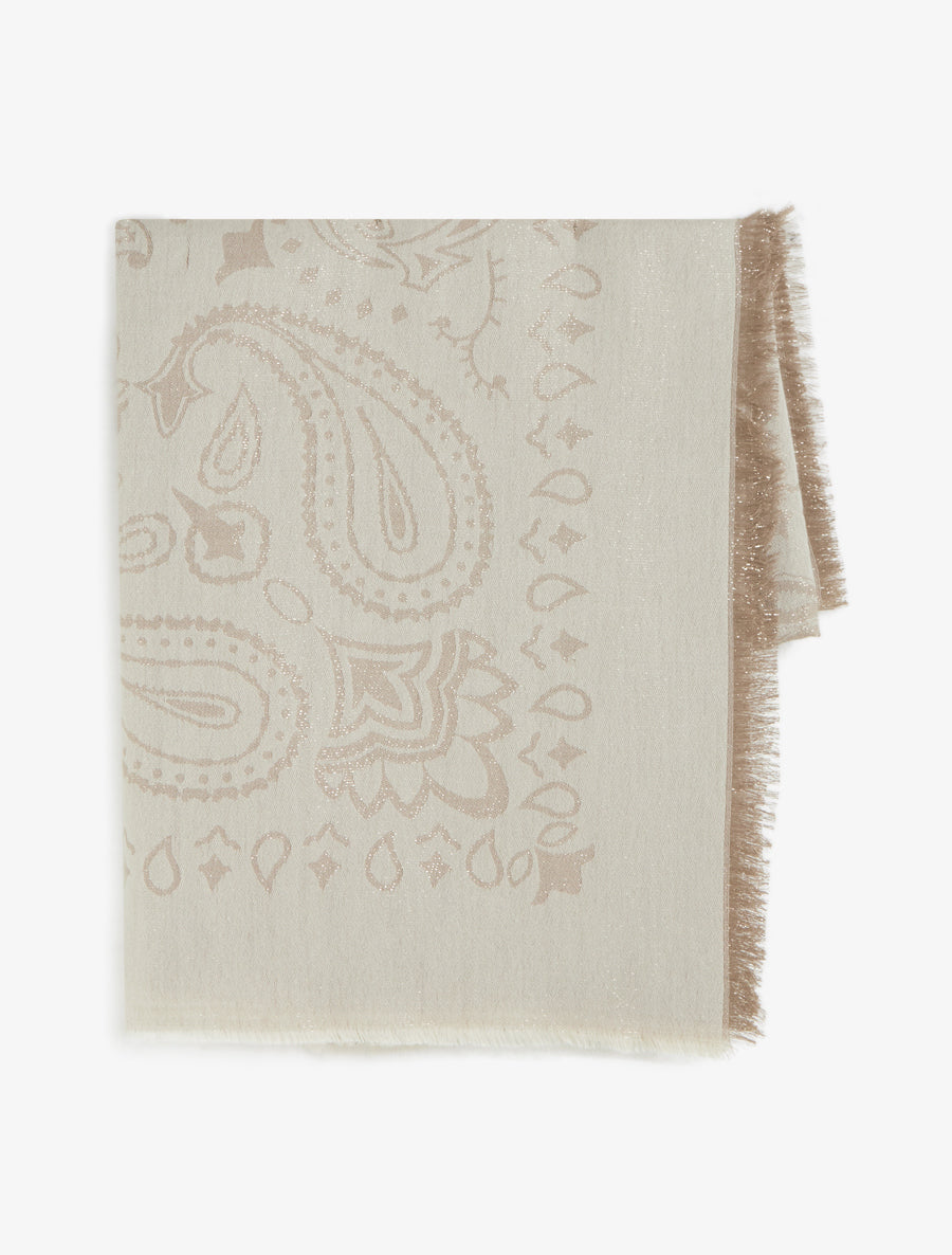 Foulard rectangulaire irisée à motif cachemire - Beige - 2