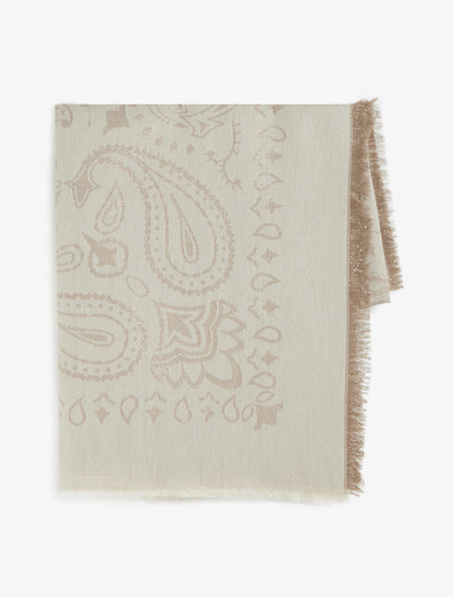 Foulard rectangulaire irisée à motif cachemire - Beige - 2