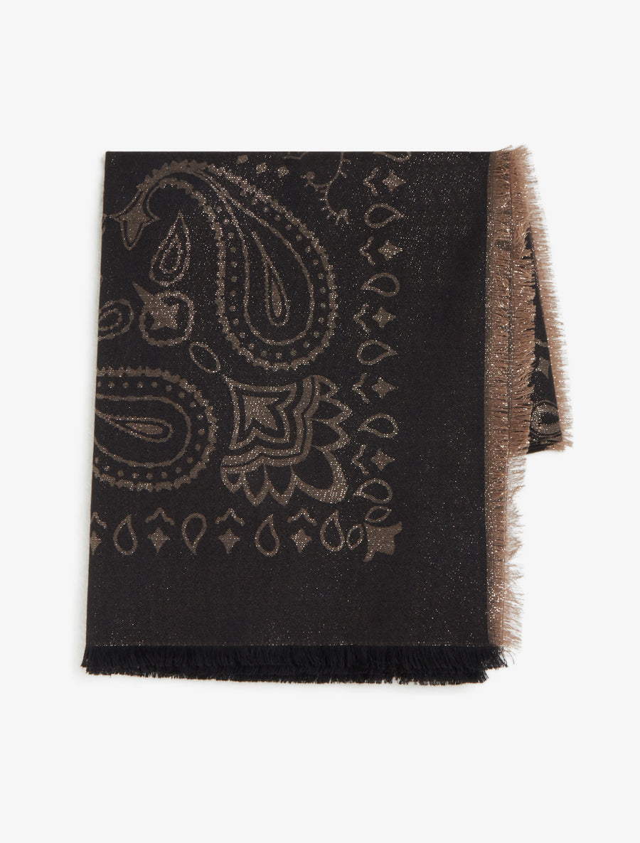Foulard rectangulaire irisée à motif cachemire - Noir - 2