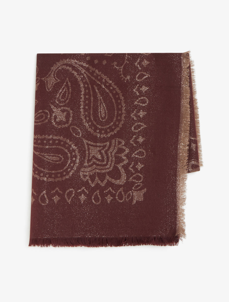 Foulard rectangulaire irisée à motif cachemire - Bordeaux - 2