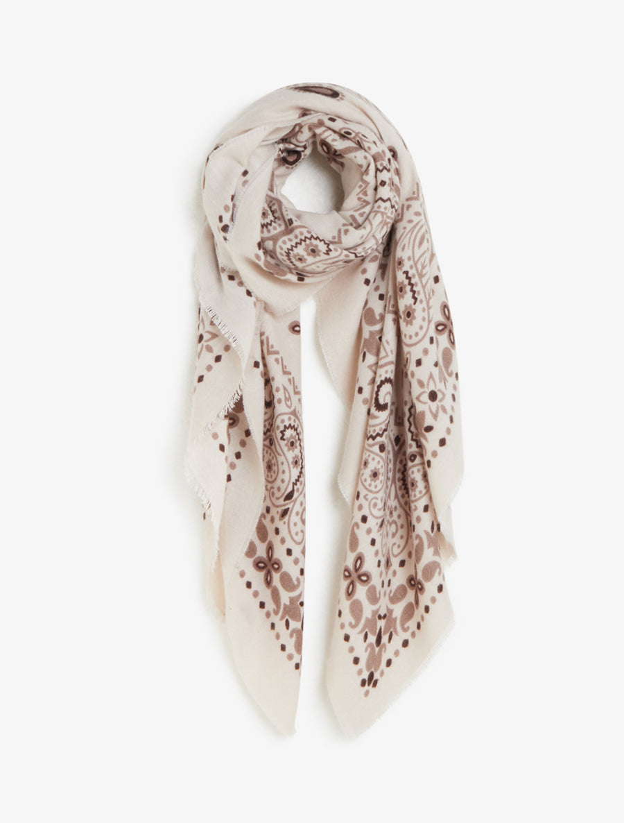 Echarpe rectangulaire à motif bandana - Beige - 1