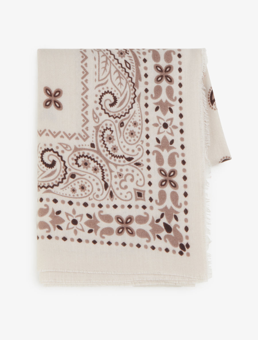 Echarpe rectangulaire à motif bandana - Beige - 2