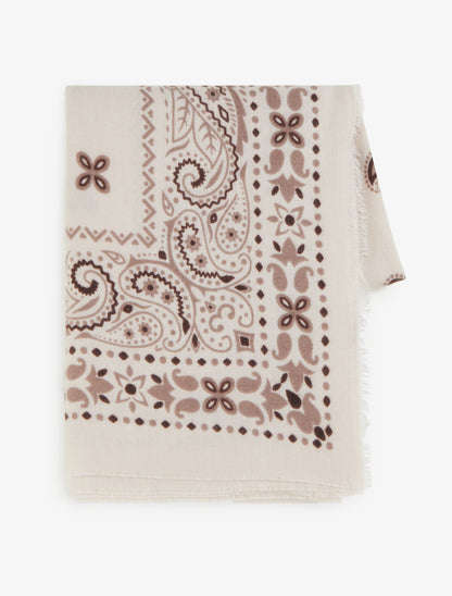 Echarpe rectangulaire à motif bandana - Beige - 2