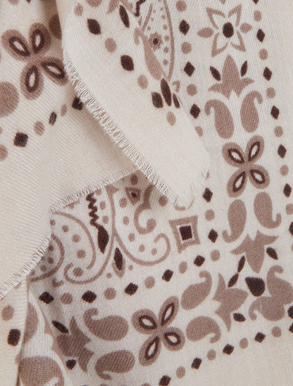 Echarpe rectangulaire à motif bandana - Beige - 3