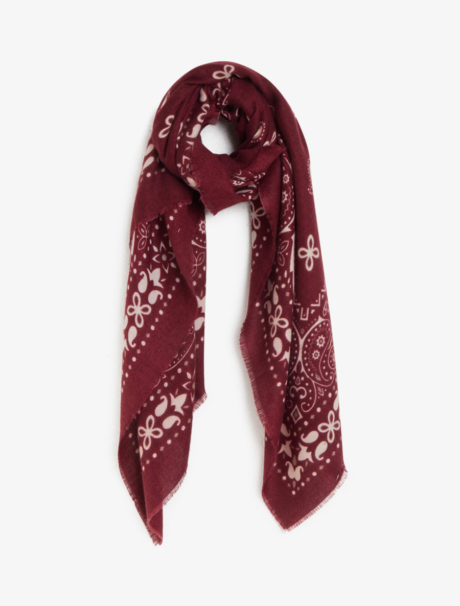 Echarpe rectangulaire à motif bandana - Bordeaux - 1