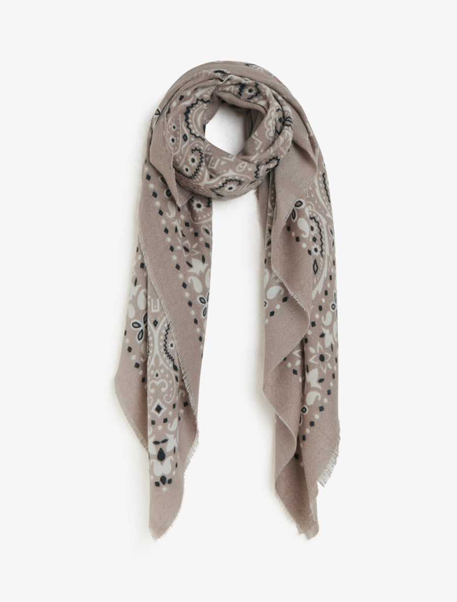 Echarpe rectangulaire à motif bandana - Taupe - 1