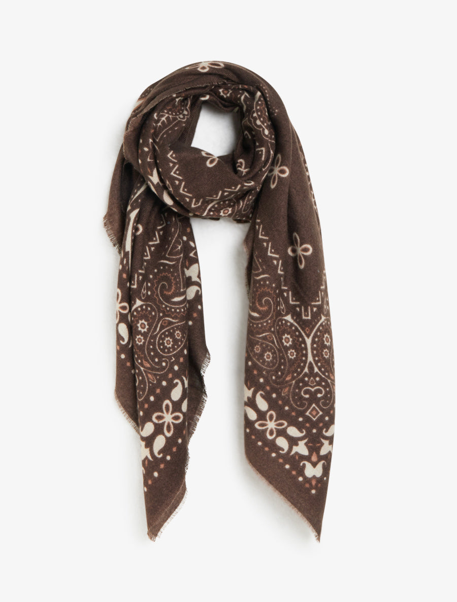 Echarpe rectangulaire à motif bandana - Marron - 1
