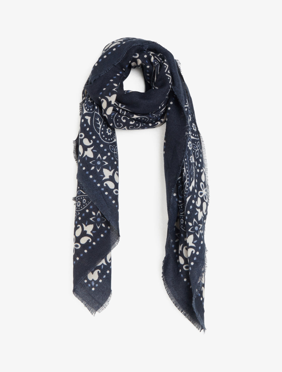 Echarpe rectangulaire à motif bandana - Marine - 1