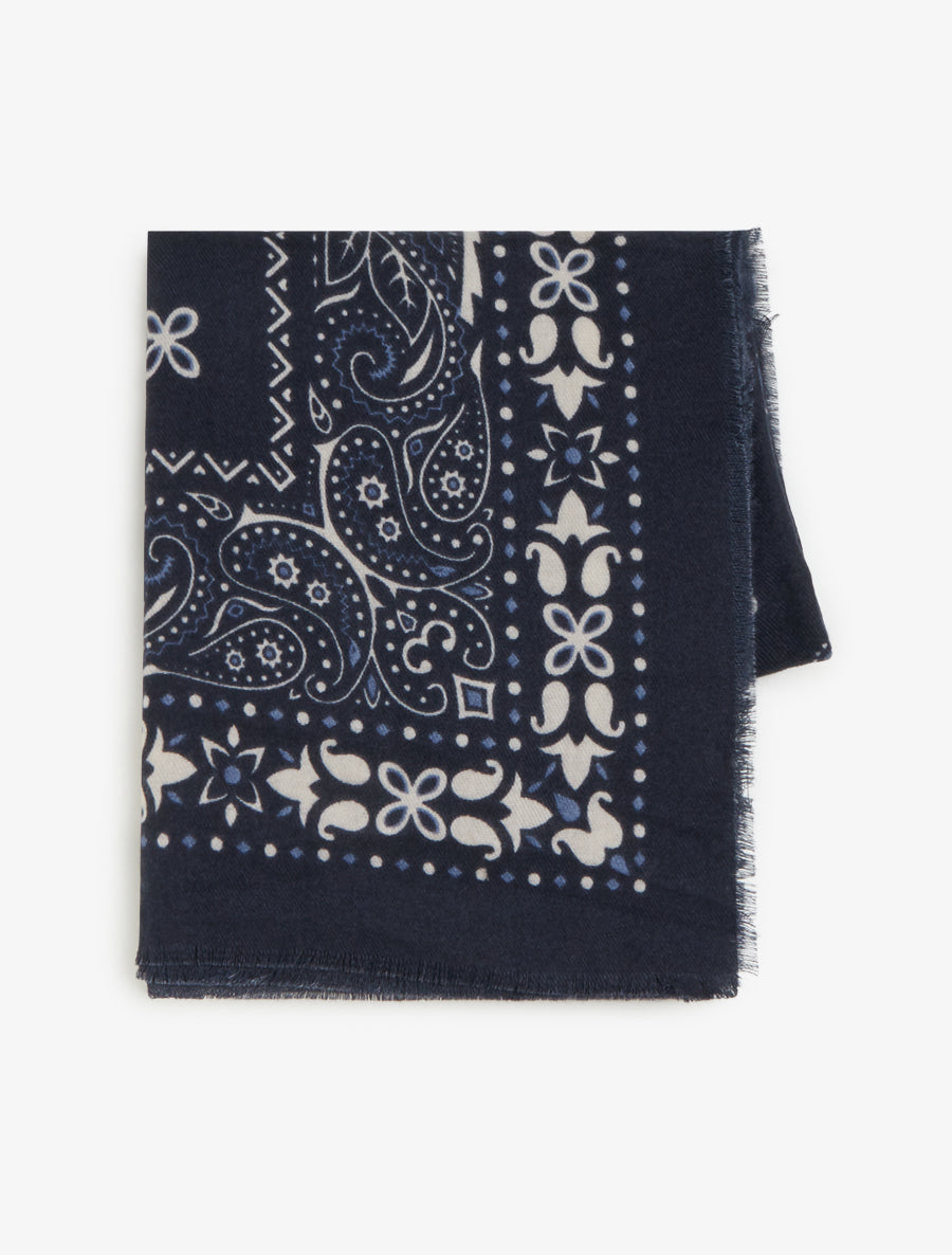 Echarpe rectangulaire à motif bandana - Marine - 2