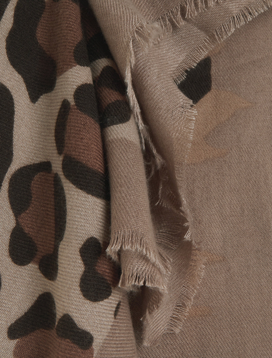 Echarpe rectangulaire à motif zèbre et léopard - Beige - 3