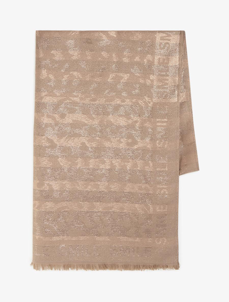 Echarpe rectangulaire irisée à motif léopard - Taupe - 2