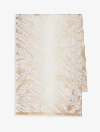 Echarpe rectangulaire à motif abstrait effet satiné - Blanc - 2