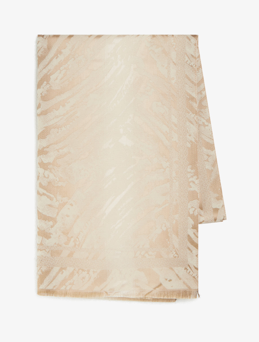 Echarpe rectangulaire à motif abstrait effet satiné - Beige - 2