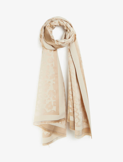 Echarpe rectangulaire satinée à imprimé léopard - Beige - 1