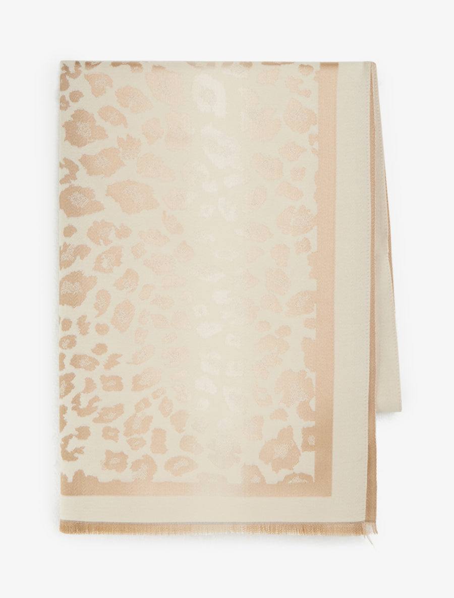 Echarpe rectangulaire satinée à imprimé léopard - Beige - 2