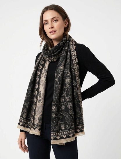 Sjaal met paisleyprint - Zwart