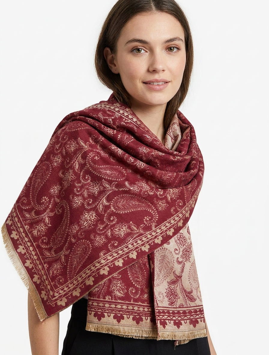 Sjaal met paisleyprint - Bordeaux