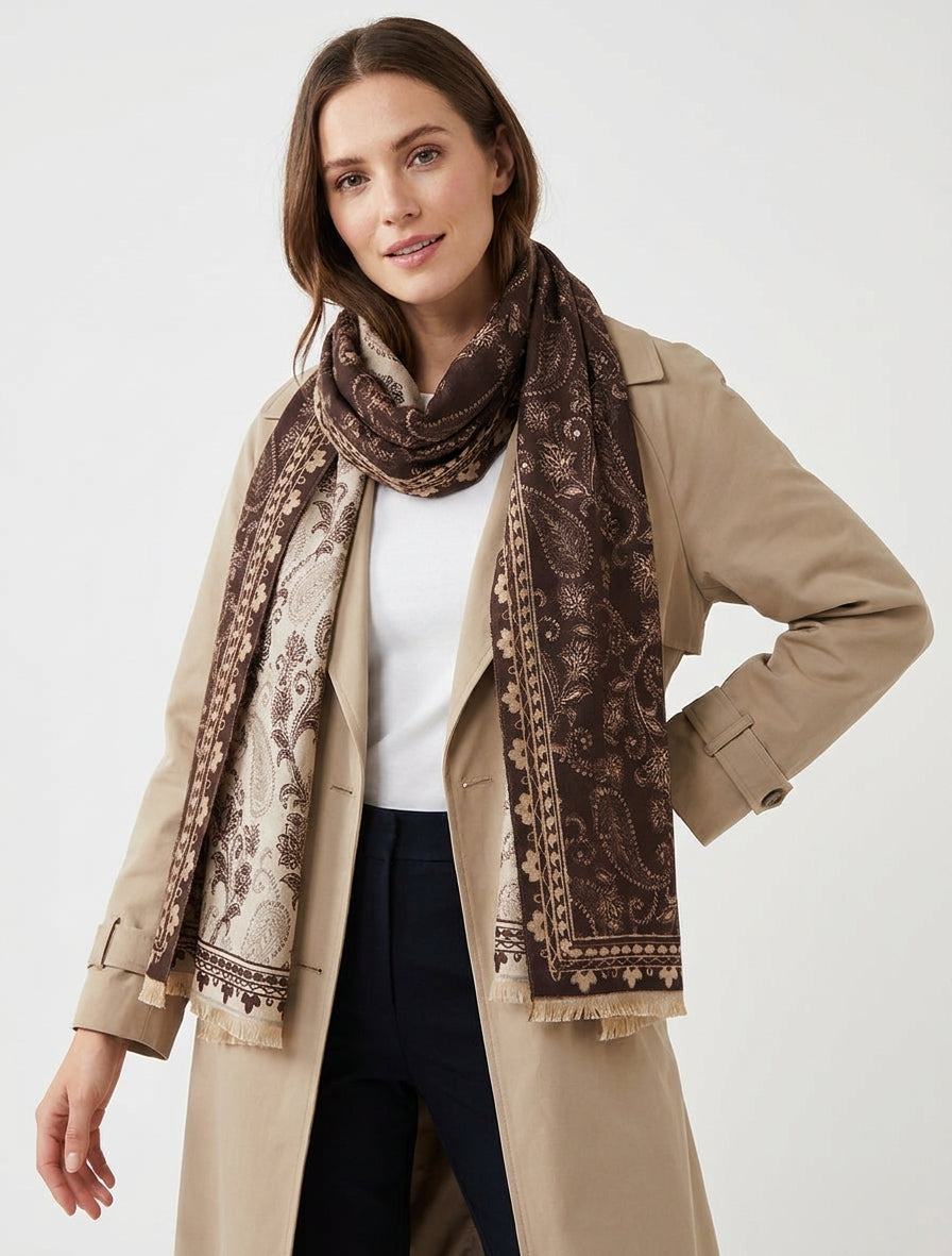 Sjaal met paisleyprint - Bruin