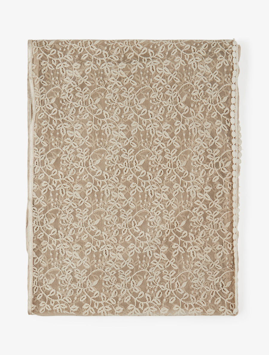 Foulard à empiècement dentelle - Beige - 2