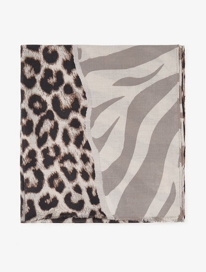 Foulard à imprimé animaux - Taupe - 2