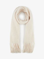 Echarpe laine duveteuse à franges - Beige - 1