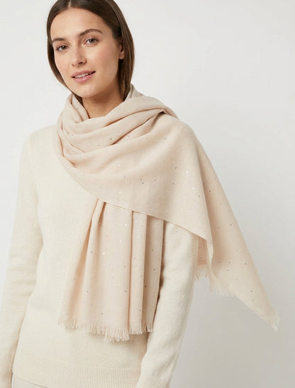 Sjaal van gemengde katoen met pailletten - Beige