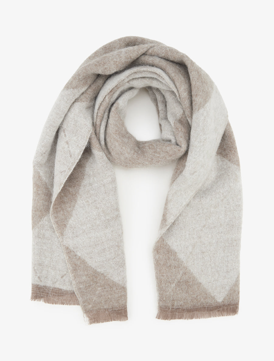 Echarpe en cachemire mélangé imprimé losange - Beige - 1